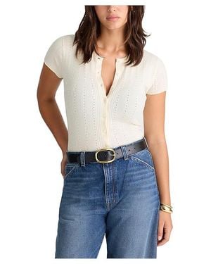 Madewell Lilla Short Sleeve Cardigan Sweater Xl 14-16) Cotton/Elastane/Polyamide - Blue