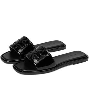 Tory Burch Double T Sport Slide Shoes, Leather - Black