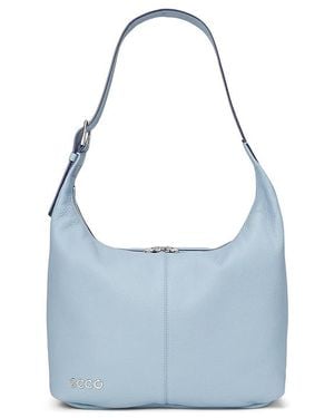 Ecco Medium Hobo Bag ( Fog Soft Pebbled Leather) Shoulder Handbags - Blue