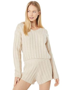 Blank NYC Cropped Knit V-Neck Sweater Clothing, Wool/Spandex/Polyester - Black