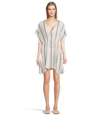 Becca Radiance Plunge Tie Front Tunic Cover-Up Swimwear, Rayon - Black