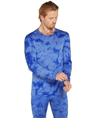 Icebreaker Merino 200 Oasis Long Sleeve Crewe Cloud Dye Clothing Baja/Brilliant, Jersey/Wool - Blue