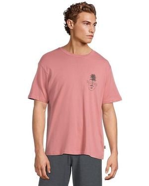 Billabong Calm Palm Premium Short Sleeve T Shirt, Cotton - Pink