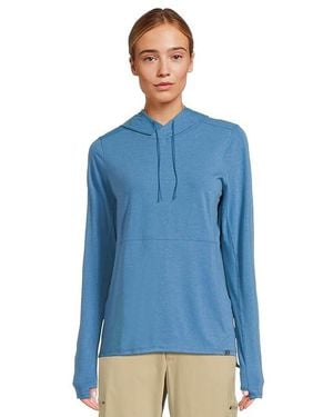 L.L. Bean Everyday Sunsmart(R) Long-Sleeve Hooded Pullover Clothing, Elastane/Lyocell/Polyester - Blue