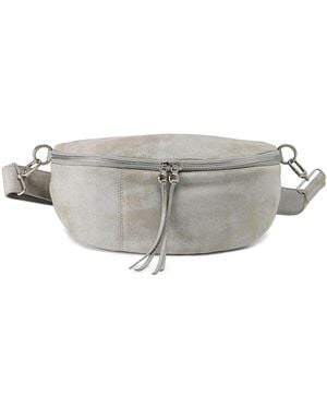 Hobo International Hunter Medium Belt Bag Cross Body Handbags, Cotton/Leather - Gray
