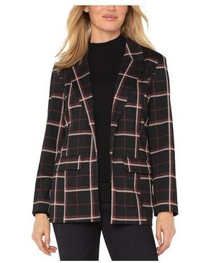 Liverpool Los Angeles Tattersall Plaid Knit Jacquard Boyfriend Blazer Jacket/ Tattersall Plaid - Black