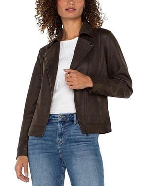 Liverpool Los Angeles Faux Leather Moto Casual Jacket - Blue
