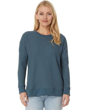 L.L. Bean Birchwood Brushed Waffle Crew Clothing, Polyester/Spandex - Blue