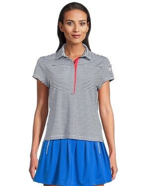 Jamie Sadock Striped Short Sleeve Top Clothing, Polyester/Spandex - Blue