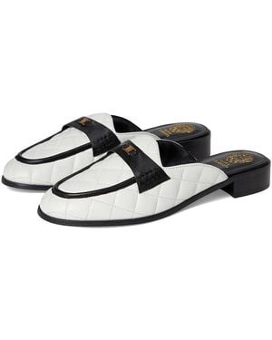 Vince Camuto Cobby Quilted Slip-On Mule Dress Flat Shoes Bianco/ Leather - Black