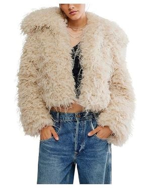 Free People Moonglow Fur Coat Xl 16) Polyester/Wool - Blue