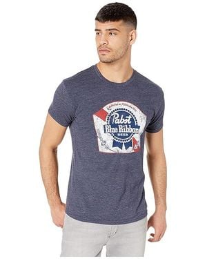 The Original Retro Brand Vintage Tri-Blend Pabst Ribbon T-Shirts Clothing, Rayon/Polyester/Cotton - Blue