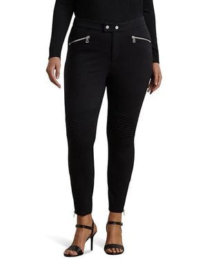 Ralph Lauren Plus Size Pintucked Ponte Jodhpur Pants Jumpsuit & Rompers One Piece, Elastane/Nylon/Ponte - Black