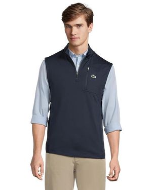Lacoste Sleeveless Quarter Zip Sweater Sweatshirt 5 (Lg) Polyester - Blue