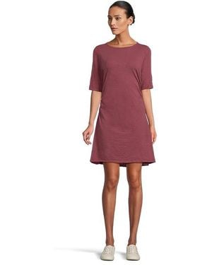 Mod-o-doc Elbow Sleeve Below The Knee Shirred Dress Dress Md (Us 8-10) Cotton