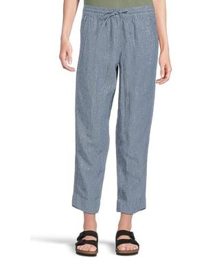 L.L. Bean Premium Linen Breezy Pull-On Ankle Pants Casual Pants 12, Denim/Linen - Black