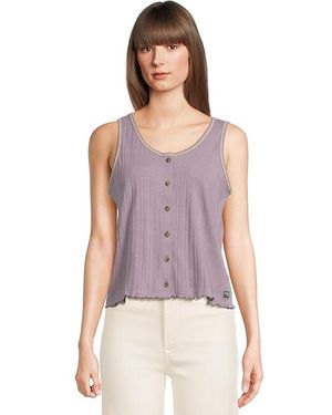 Toad&Co Foothill Pointelle Button Tank Top Clothing, Cotton/Polyester - Black