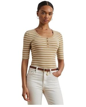 売れ筋商品|||ラルフローレン Tシャツ レディース トップス Stretch Cotton Henley Top - Long sleeved top - mascarpone cream Lauren Ralph Lauren STRETCH COTTON LONG SLEEVE HENLEY TEE