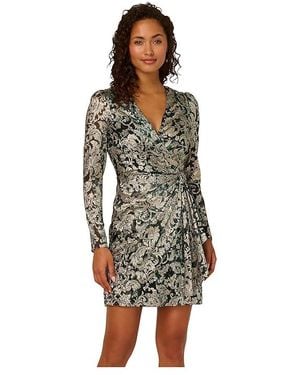 Adrianna Papell Short Wrap Dress Dress/ Polyester - Black