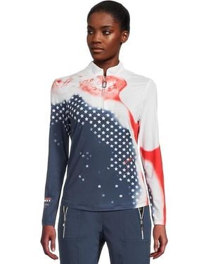 Jamie Sadock Long Sleeve Liberty Print Top Clothing/ Spandex - Blue