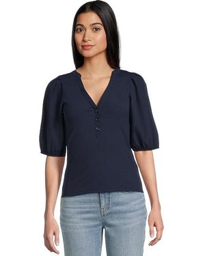 Madewell Mixy V-Neck Puff T-Shirts Clothing Sm 2-4) Elastane/Modal - Blue