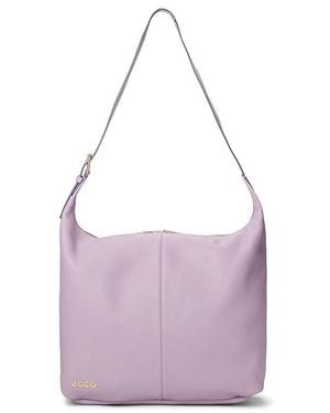 Ecco Large Hobo Bag ( Mist Soft Pebbled Leather) Shoulder Handbags - Purple