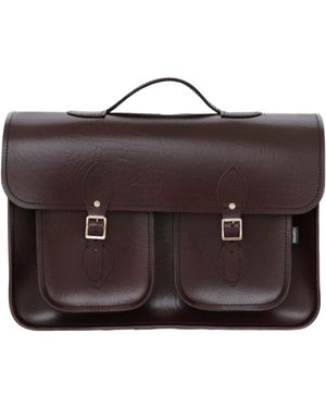 Zatchels Twin Pocket Executive Handmade Leather Satchel - Brown