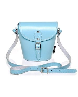 Zatchels Handmade Leather Barrel Bag - Blue