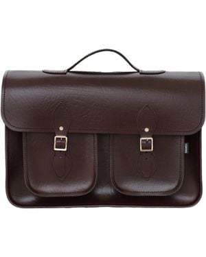 Zatchels Twin Pocket Executive Handmade Leather Satchel - Brown