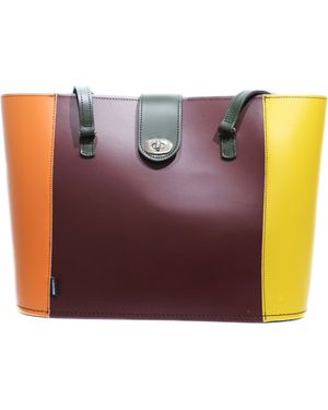 Zatchels Handmade Leather Twist Lock Shopper - Purple