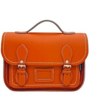 Zatchels Leather Midi Satchel - Orange