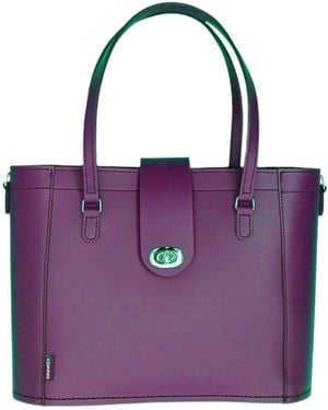 Zatchels Leather Mini Twist Lock Shopper Bag - Purple
