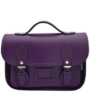 Zatchels Leather Midi Satchel - Purple