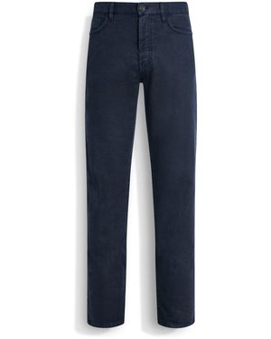 ZEGNA Stretch Cotton And Linen Roccia Jeans - Blue
