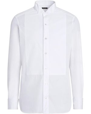 ZEGNA Optical Cotton Tuxedo Shirt - White