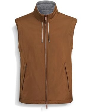 ZEGNA Microfiber Reversible Brezza Vest - Brown