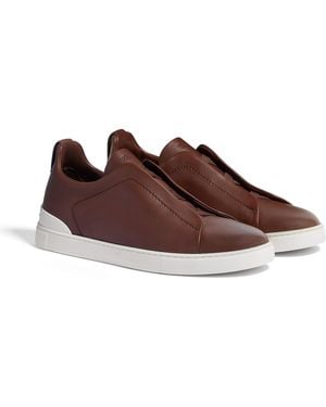 ZEGNA Sneaker Triple Stitch Secondskin Marroni - Marrone