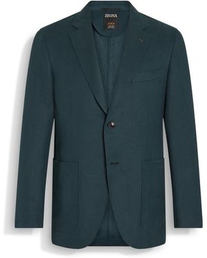 ZEGNA Jacke Aus Oasi Lino Flower - Blau