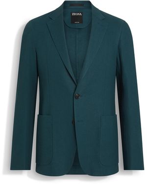 ZEGNA Dark Oasi Lino Shirt Jacket - Blue