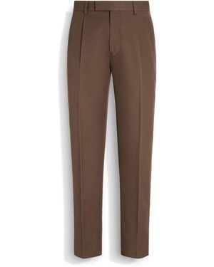 ZEGNA Cotton And Wool Pants - Brown