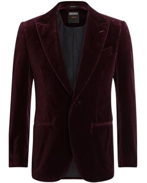 ZEGNA Dark Burgundy Cotton Evening Jacket - Purple