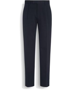 ZEGNA Cotton And Wool Trousers - Blue