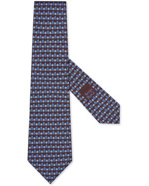 ZEGNA Burgundy Silk Tie - Blue