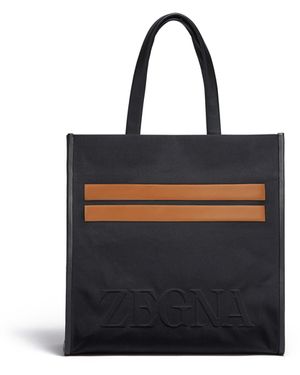 ZEGNA Cotton And Leather Start Up Tote Bag - Black