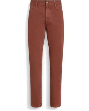 ZEGNA Brick Stone-Washed Cotton Roccia Jeans - Brown