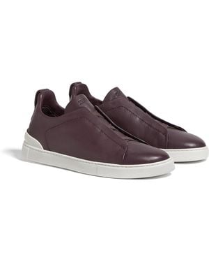 ZEGNA Dark Triple Stitch Secondskin Trainers - Brown