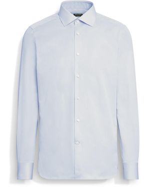 ZEGNA Light Structured Micro-Striped Trecapi Cotton Shirt - White