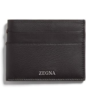 ZEGNA Soft Calf Leather Card Case - Black