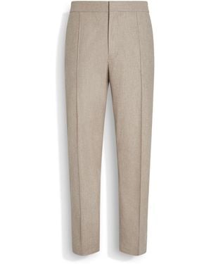 ZEGNA Light Taupe 15Milmil15 Wool Silk And Cashmere Pants - Natural