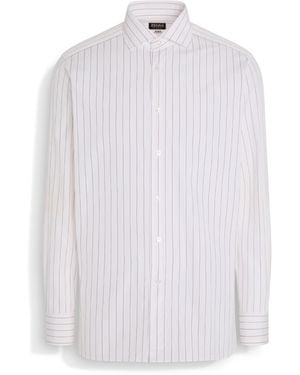 ZEGNA And Brick Macro-Striped Centoventimila Cotton Shirt - White